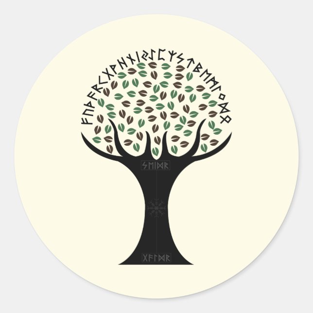 Runic Tree Sticker (Round) (Front)