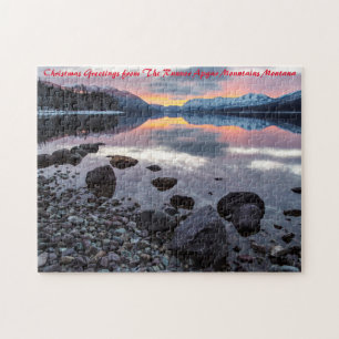 Runner Apgar Mountains Montana. Christmas Greeting Jigsaw Puzzle