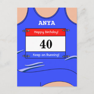 Runner Blue Postcard