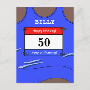 Runner Blue Postcard