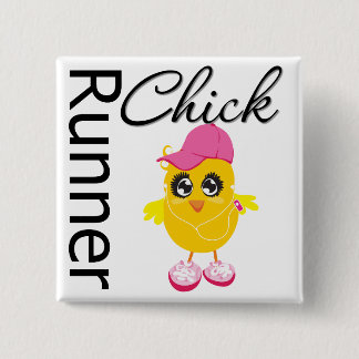 Runner Chick 2 Inch Square Button