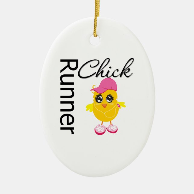 Runner Chick Ceramic Ornament (Front)