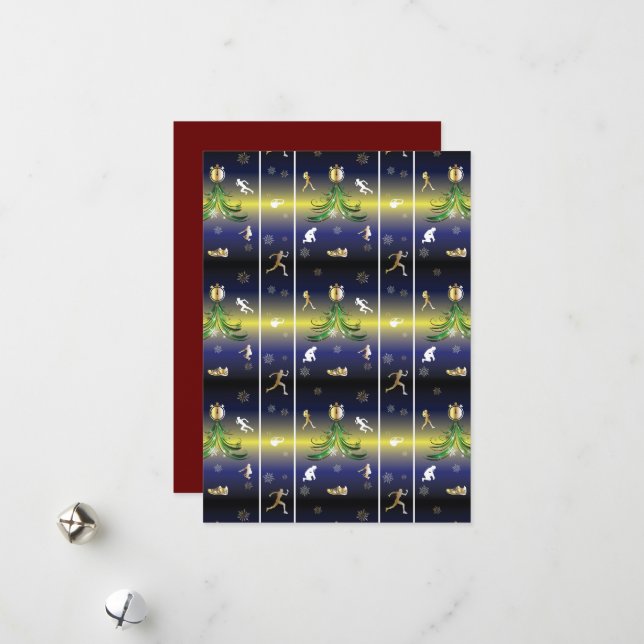 Runner Christmas Tree - Girls Running Holiday Card (Front/Back In Situ)