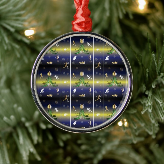 Runner Christmas Tree - Girls Running Metal Ornament (Tree)