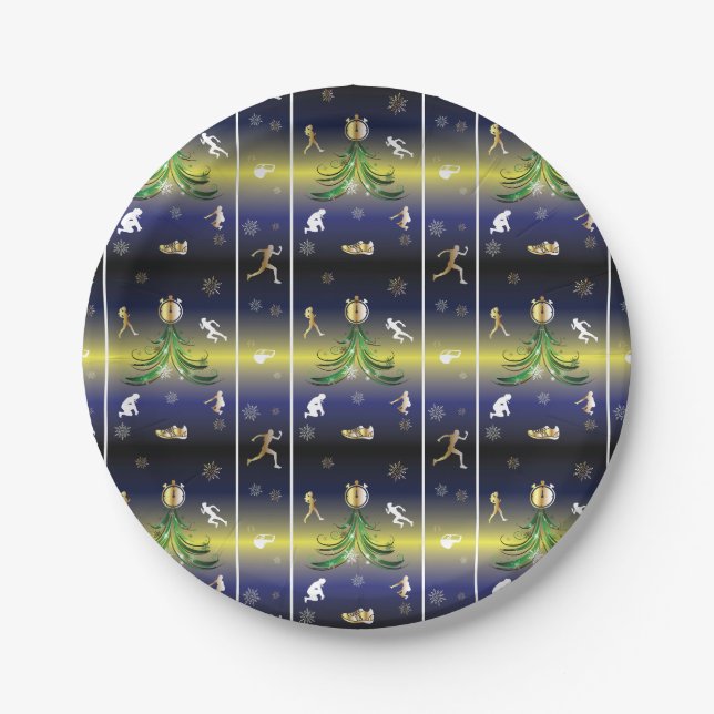 Runner Christmas Tree - Girls Running Paper Plate (Front)