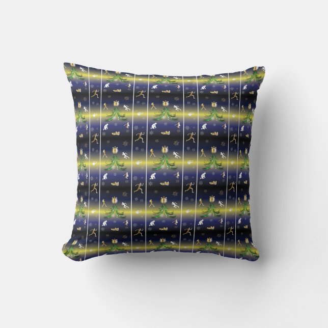 Runner Christmas Tree - Girls Running Throw Pillow (Front)
