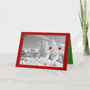 Runner duck santa hat holiday card