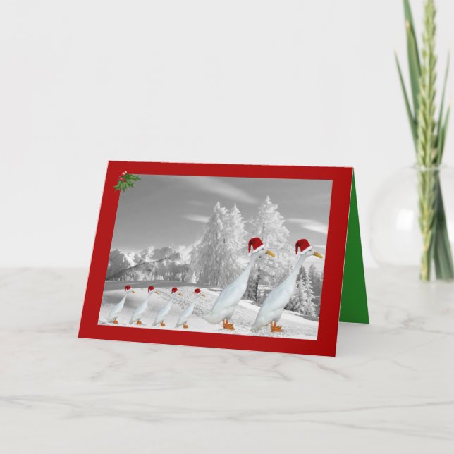 Runner duck santa hat holiday card (Front)