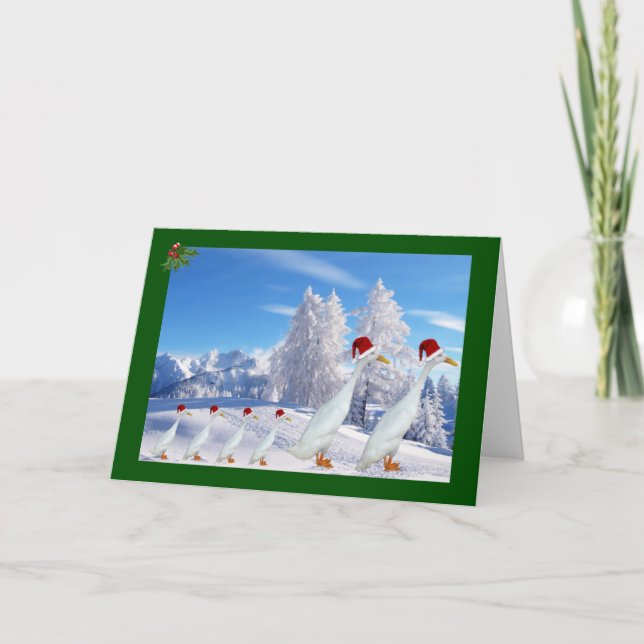 Runner duck santa hat holiday card (Front)