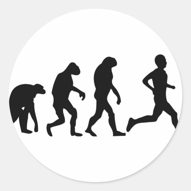 runner evolution icon classic round sticker (Front)