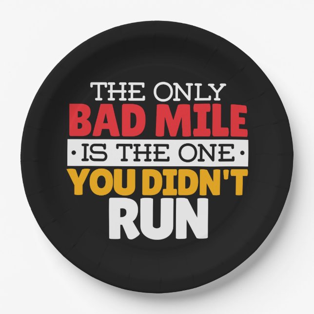 Runner - Funny Bad Mile Running Quote Paper Plate (Front)
