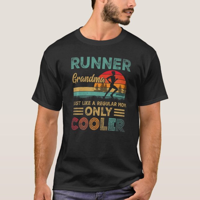 Runner Grandma  Marathon Running Jogging Mother's  T-Shirt (Front)