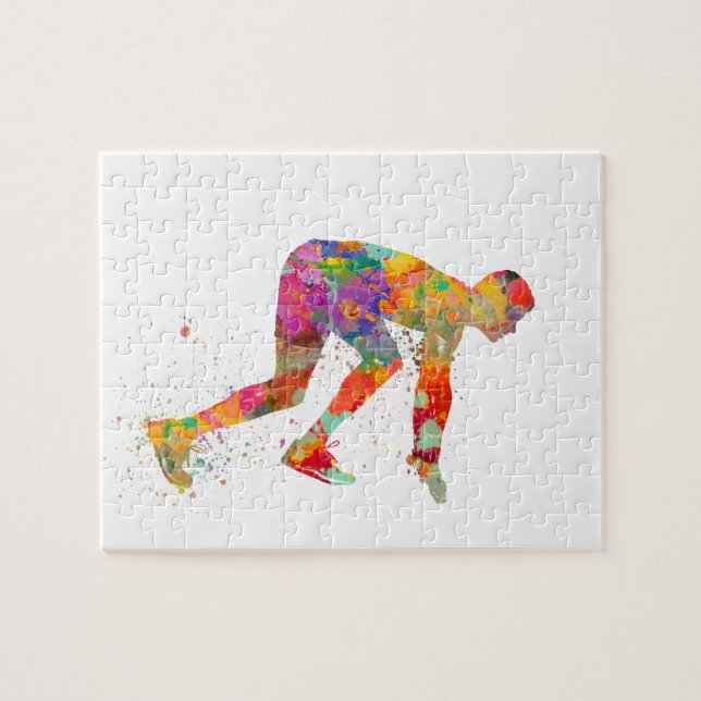 Runner in watercolor jigsaw puzzle (Horizontal)