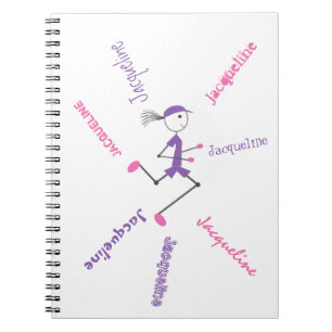 Runner Lady Pink Purple Personalized Notebook