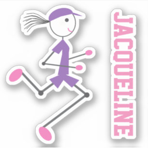 Runner Lady Pink Purple Personalized Sticker