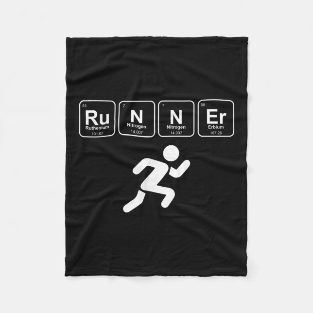 Runner Periodic Table Funny Running Marathon Lover Fleece Blanket (Front)
