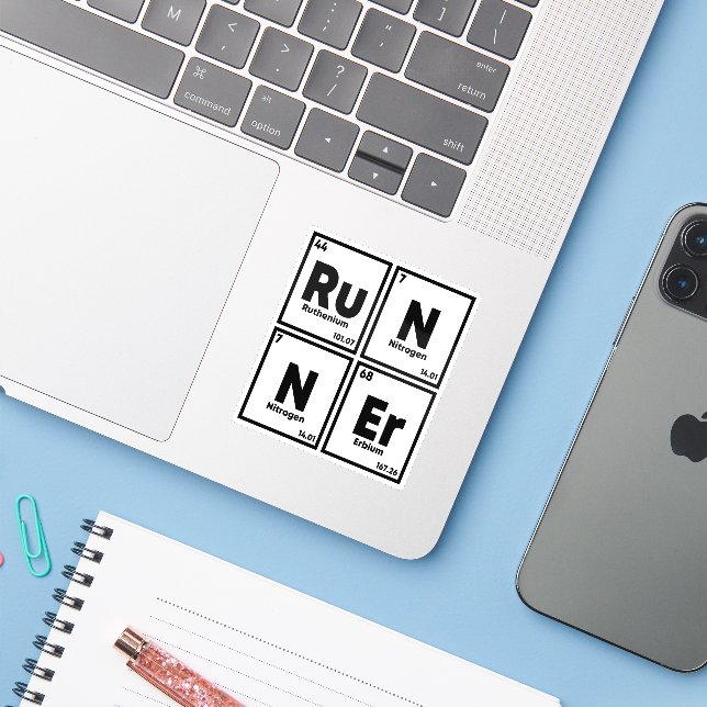 Runner Periodic Table Marathon Runners Science (Laptop w/ iPhone)