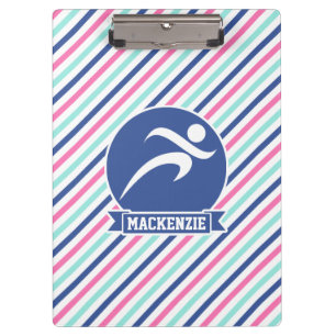 Runner, Running; Blue, Pink, & White Stripes Clipboard