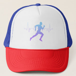 Runner Silhouette Gradient With Heart Beat Line Trucker Hat