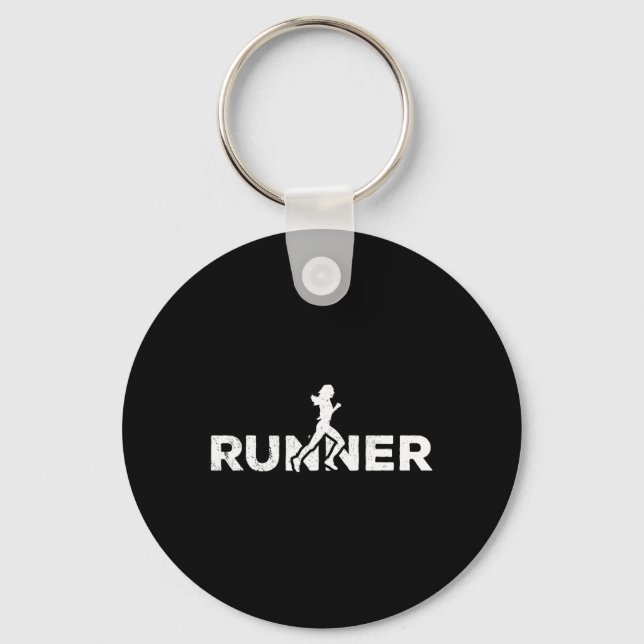 Runner Silhouette Jogging Marathon Athlete  Keychain (Front)