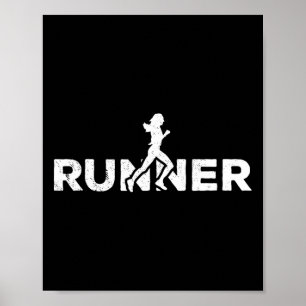 Runner Silhouette Jogging Marathon Athlete Poster
