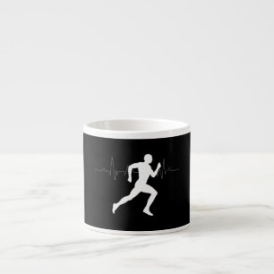 Runner Silhouette With Heart Beat Line   Espresso Cup