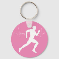 Runner Silhouette With Heart Beat Line Pink
