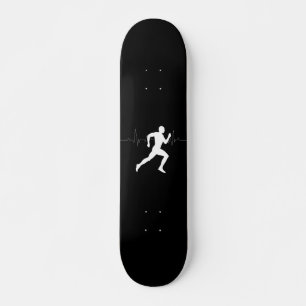 Runner Silhouette With Heart Beat Line   Skateboard