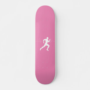 Runner Silhouette With Heart Beat Line Skateboard