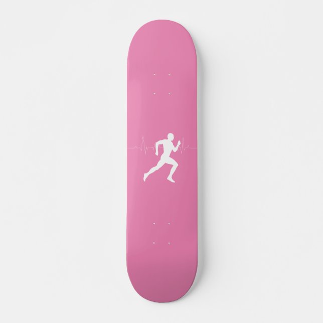 Runner Silhouette With Heart Beat Line  Skateboard (Front)