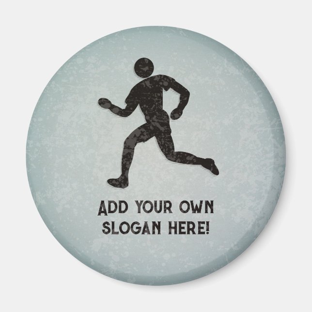 Runner theme for motivational slogan - metal look  magnet (Front)