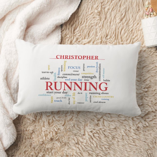 Runner with Words Personalized Lumbar Pillow (Blanket)