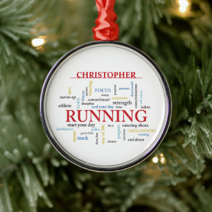 Runner with Words Personalized Metal Ornament