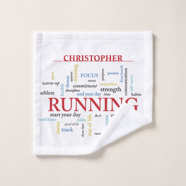 Runner with Words Personalized Wash Cloth (Wash Cloth)