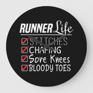 Runner's Life Funny Running Checklist Large Clock