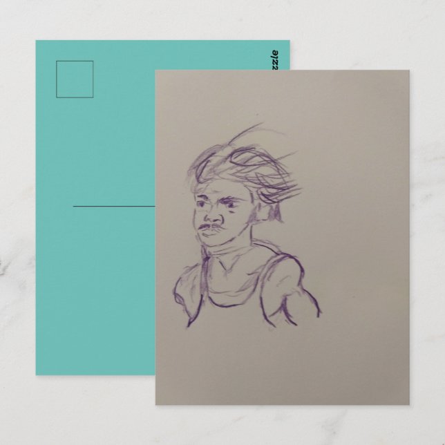 Runners Upper Body Pencil Sketch Postcard (Front/Back)
