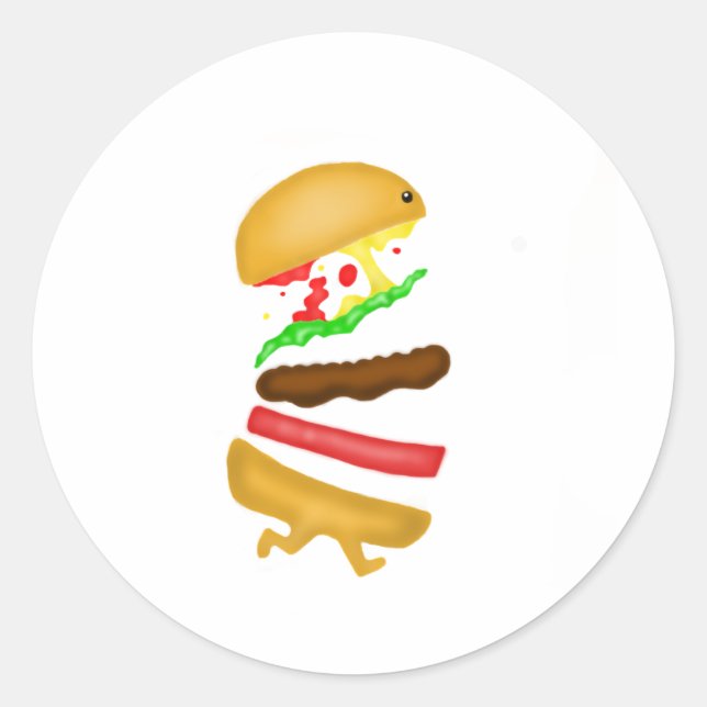 Runnin burger classic round sticker (Front)