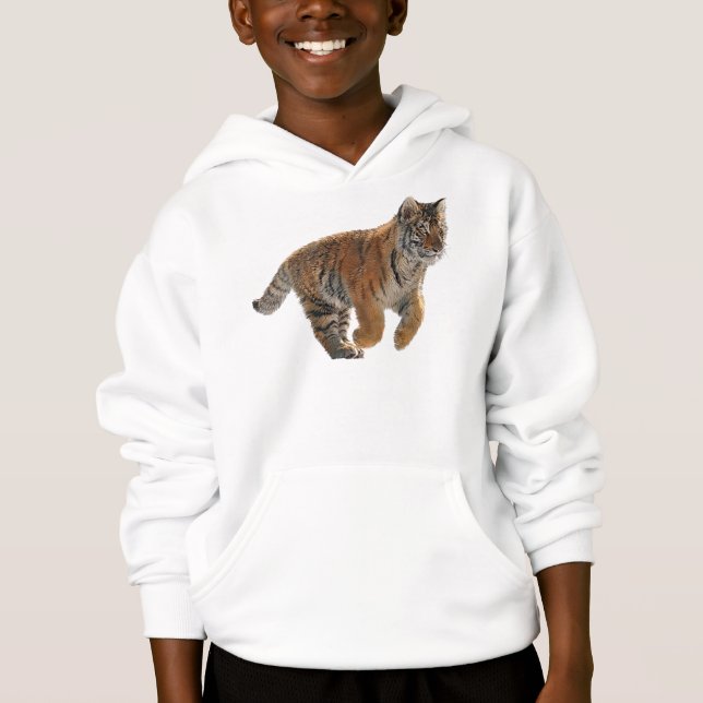 Running Amur Tiger Cub Wildlife Art (Front)