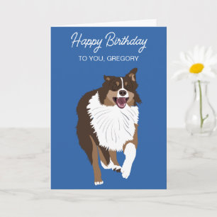 Running Australian Shepherd Aussie Dog Card