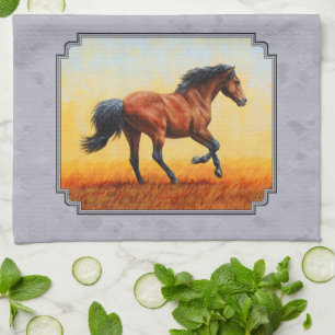 Running Bay Horse Slate Grey Kitchen Towel