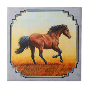 Running Bay Horse Slate Grey Tile