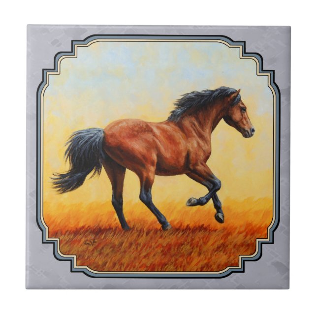 Running Bay Horse Slate Grey Tile (Front)