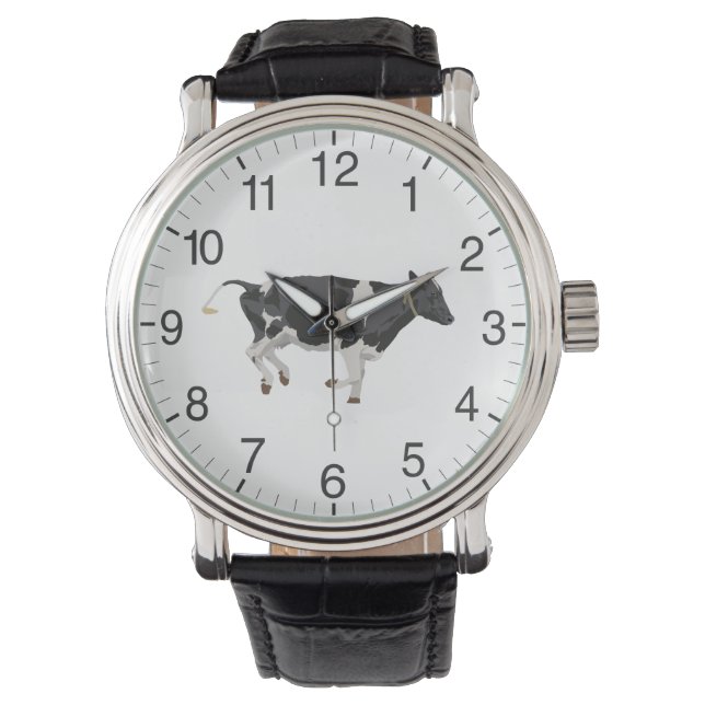 Running Black and White Cow Watch (Front)