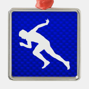 Running; Blue Metal Ornament