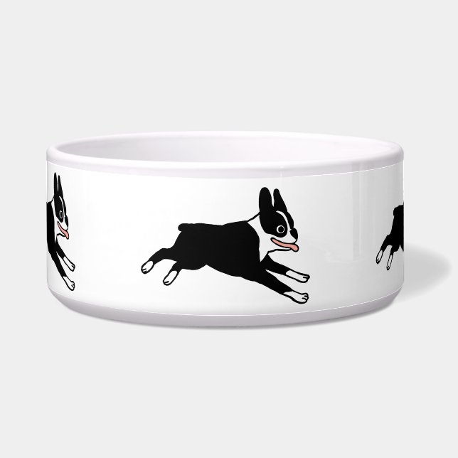Running Boston Terriers Dog Bowl (Front)