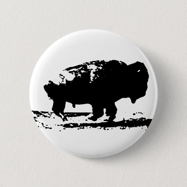 Running Buffalo Bison Pop Art 2 Inch Round Button (Front)
