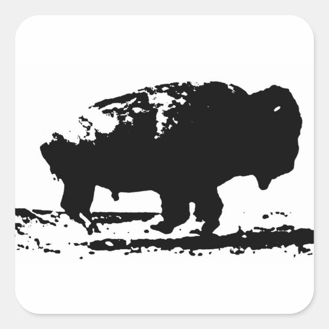 Running Buffalo Bison Pop Art Square Sticker (Front)