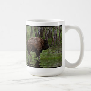 Running Buffalo & Forest, Bison-lover's Design Coffee Mug