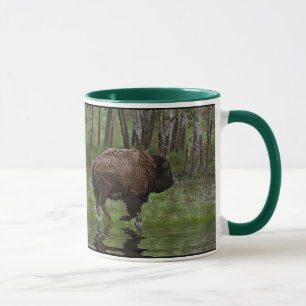 Running Buffalo & Forest, Bison-lover's Design Mug