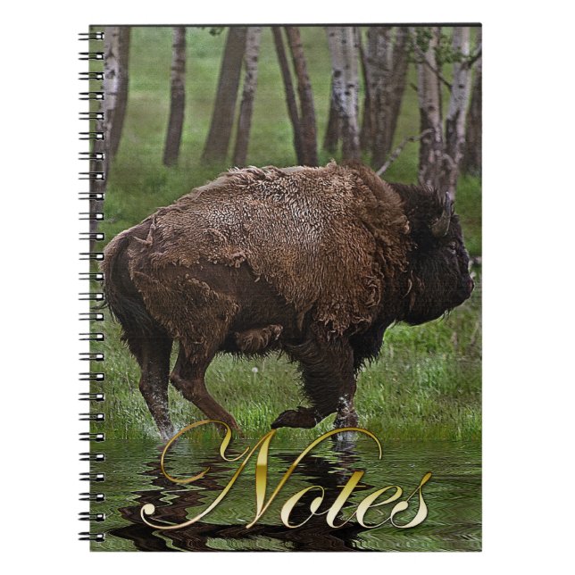 Running Buffalo & Forest, Bison-lover's Design Notebook (Front)